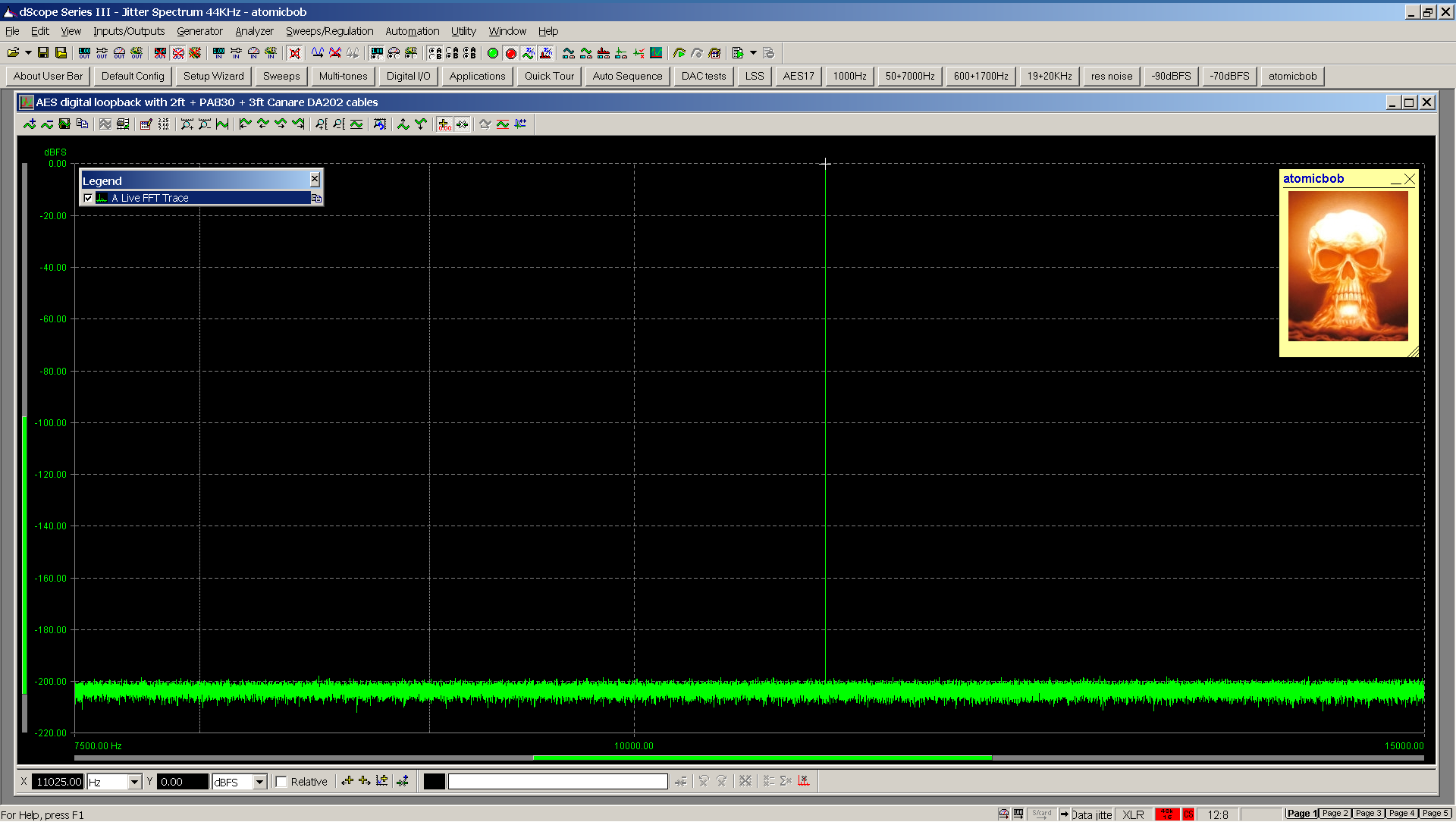 20201130 Inferred Jitter FFT - AES loopback 2ft + PA830 + 3ft Canare DA302 44KHz.png